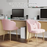 Chaise de salle à manger moderne en velours, tabouret coquille avec dossier et pieds dorés pour chambre de fille, appartement, hôtel