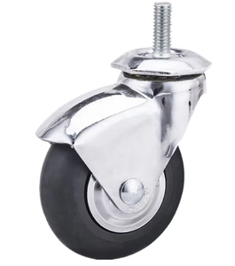 Roue de meuble <span class=keywords><strong>en</strong></span> caoutchouc thermoplastique souple à tige filetée de 75 mm, 80 Shore A, avec bande de roulement ronde, pour équipement médical - Product Image 1