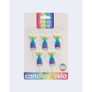 Bougies en forme de queue de sirène Party Love, 5 pièces, décorations d'anniversaire - Product Image 2