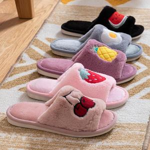 Nouvelles pantoufles <span class=keywords><strong>d</strong></span>'intérieur douces en peluche gris rosé <span class=keywords><strong>cerise</strong></span> pour l'<span class=keywords><strong>hiver</strong></span>, design mignon avec fonction antidérapante, chaussures <span class=keywords><strong>d</strong></span>'été - Product Image 1