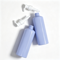 Bouteille cylindrique en PET violet clair de 335 ml en gros, avec pompe à lotion blanche, pour shampoing et gel douche
