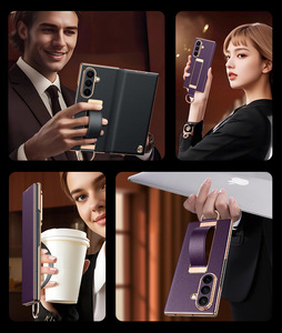 Funda de piel de vaca con tapa magnética y correa para la muñeca para <span class=keywords><strong>Samsung</strong></span> <span class=keywords><strong>Z</strong></span> <span class=keywords><strong>Fold</strong></span> 8 Ultra, compatible con <span class=keywords><strong>Samsung</strong></span> <span class=keywords><strong>Z</strong></span> <span class=keywords><strong>Fold</strong></span> 8, 7, 6, 5, 4 - Product Image 3