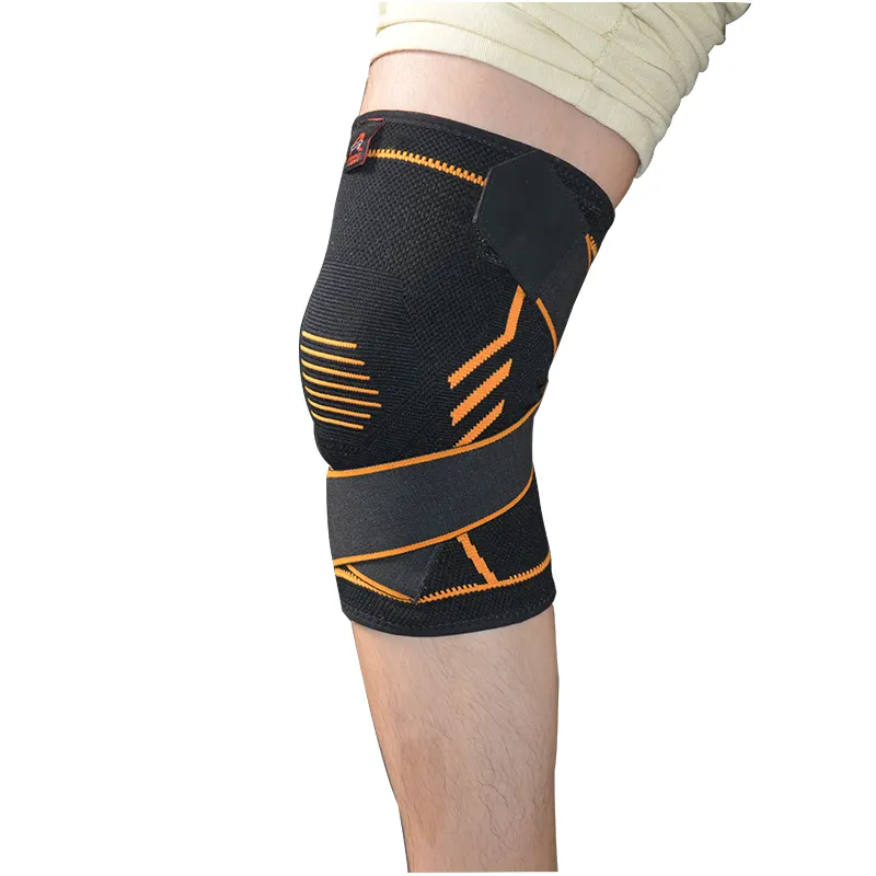 Customized high-quality compression sports knee pads on both sides of the metal memory spring support knee brace