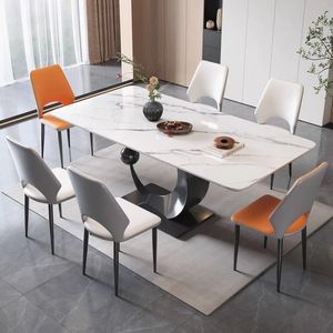 İskandinav Modern Minimalist lüks dikdörtgen yemek masası sinterlenmiş taş mermer seti ile Villa yemek odaları ve oteller için Ideal - Product Image 3