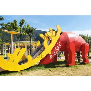 Crianças Play Ground Equipamentos de Slides Dos Desenhos Animados de Animais Grandes Slides Playground Para Venda