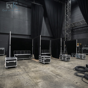 RK Exhibits Support de rideaux tubulaires portable et mobile avec flight cases, rideau tubulaire et drapé noir - Product Image 1