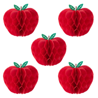Adorno Colgante de Papel de Seda con Forma de Manzana de la Serie Frutas, Manualidad de Papel Plegable Tipo Panal para Decoración de Aula, Regreso a Clases, Fiestas y Hogar