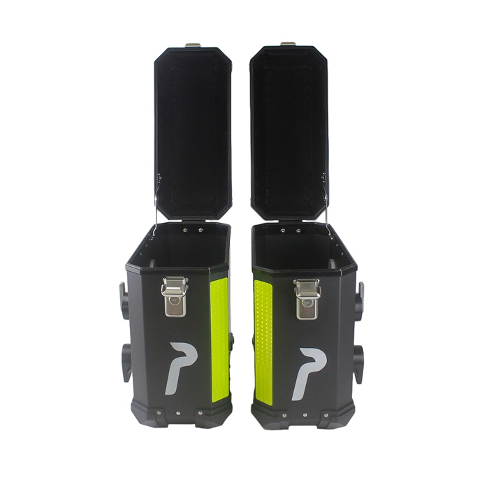 For BMW Harley Honda Universal Motorcycle Aluminum Side Case Black Pannier Bags