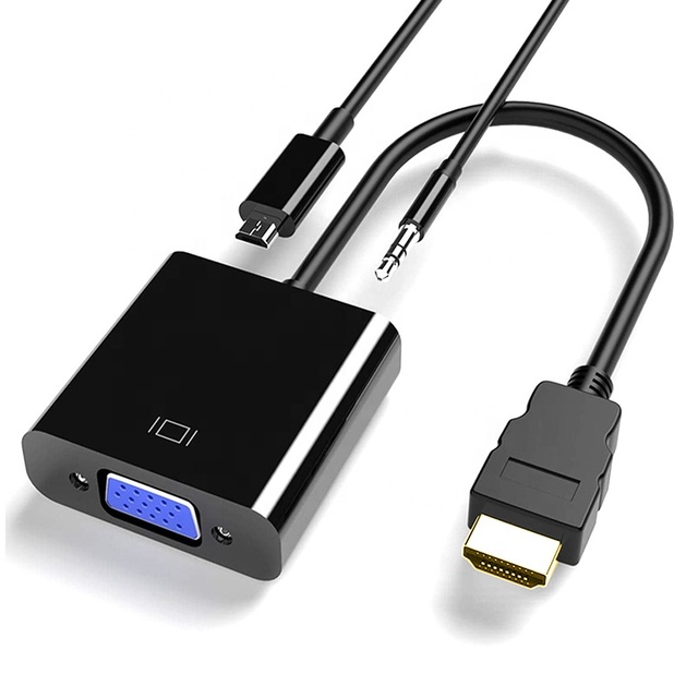 1080P for Male Female Converter Cable Gold Plated Connectors 3.5MM Audio Jack Coaxial Twisted Pair PVC Power Supply Monitor
