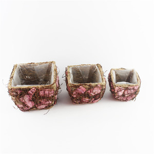 Maceta Creativa de Paja Natural para Escritorio, Maceta Clásica para Cactus y Bonsáis Pequeños, para Uso en el Suelo - Product Image 1