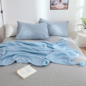 Couverture Simple et moderne de couverture de Sofa de gland de couleur unie tricotée par couverture de climatisation - Product Image 5