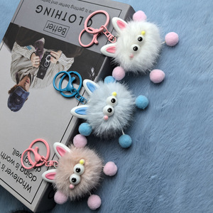 <span class=keywords><strong>Porte</strong></span>-clés pendentif en peluche elfe avec oreilles en fausse fourrure de vison, style dessin animé, avec <span class=keywords><strong>pompon</strong></span> mignon, cadeau pour couple et meilleur ami - Product Image 2