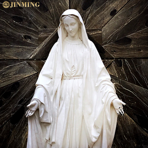 Bức tượng bằng đá cẩm thạch trắng tự nhiên được chạm khắc bằng tay của Đức Trinh Nữ Maria - Product Image 5