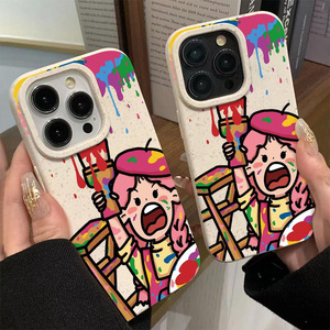Sáng Tạo Graffiti Cô Gái Trên Vỏ Lúa Mì Cho Iphone 15 Pro Max 14 Pro 13 11 Điện Thoại Trường Hợp Điện Thoại Di Động Trường Hợp Đối Với iPhone - Product Image 3