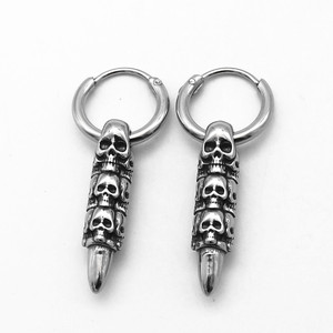 Yunnique – boucles d'oreilles en forme de cercle, en acier titane, avec crâne en relief, clous géométriques unisexes pour hommes et femmes, bijoux à la mode - Product Image 1