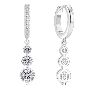 3-Stone Moissanite Drop Hoop Women Gifts 1.8/2/2.8CTTW D Color VVS Moissanite Diamond 14K Gold Plated Drop Earrings for <b>Wife</b> Mom - Product Image 1