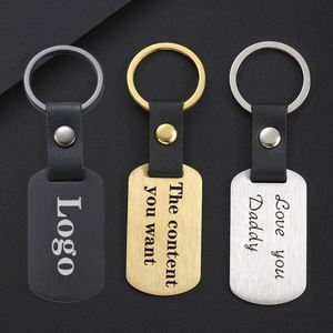 Factory Stainless Steel Leather Keychain Blank Laser <b>Engraving</b> Uv Color Printing Material Metal Pu <b>Key</b> Chain Custom Logo - Product Image 2