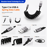Câble USB-C tressé en PVC HANTAI, robuste, charge rapide 3A, type C à ressort pour ordinateur et accessoires de voiture