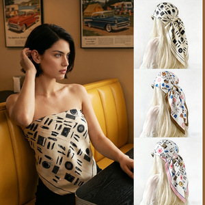 Wholesale 90x90cm <b>Square</b> Euro-American Printed Twill Polyester Fashion <b>Scarf</b> for Head Wrapping - Product Image 3