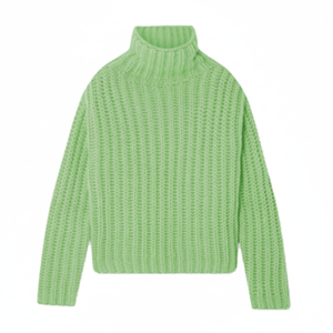 Pull d'hiver à col roulé en tricot vert clair pull en laine doux et chaud à la mode tenue décontractée élégante vêtements à la mode - Product Image 1