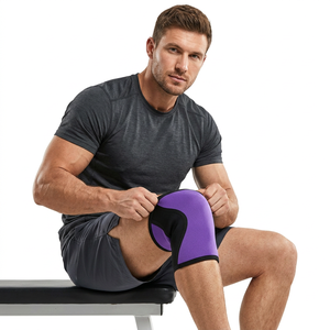 Logo personnalisé 7mm néoprène genouillère respirant Compression couleur violette genouillères pour dynamophilie haltérophilie - Product Image 1