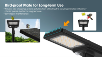 Lampadaire solaire LED tout-en-un avec système d'alimentation hybride AC et solaire, éclairage LED solaire extérieur étanche IP65