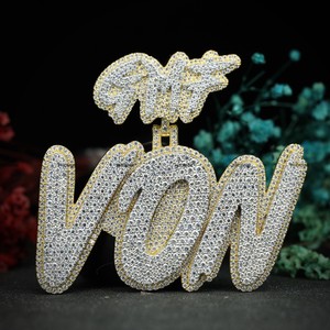 Pendentif Hip Hop personnalisé en argent sterling 925, pendentifs avec testeur de diamant VVS Moissanite, pendentif avec nom en lettres Ice Out - Product Image 1
