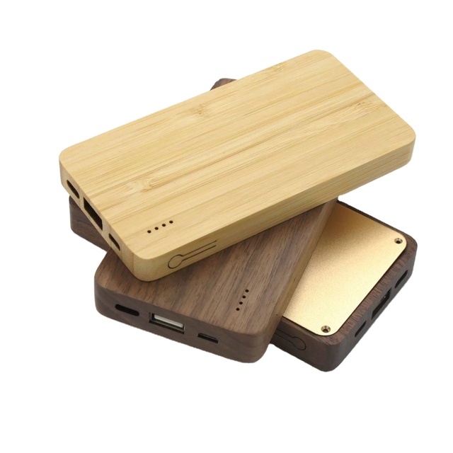 Wireless Charging Bamboo Power Supply Charger Solid Wood Power Bank Wooden Mobile Power Supply Wood Products Wholesale Gifts
