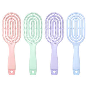 <span class=keywords><strong>Brosse</strong></span> à <span class=keywords><strong>cheveux</strong></span> <span class=keywords><strong>bouclés</strong></span> pliable avec coussin en nylon ionique à poignée personnalisée, massage du cuir chevelier, démêlage, avec ventilation / utilisation à sec, forme ronde - Product Image 1