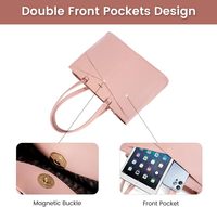 Sac d'ordinateur portable 17 pouces pour femme pour pochette d'ordinateur portable élégante en matériau PU rose