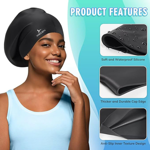 <span class=keywords><strong>Gorro</strong></span> de natación para mujer para cabello largo impermeable de silicona personalizado cómodo sombrero de baño de pelo largo para mujer - Product Image 2