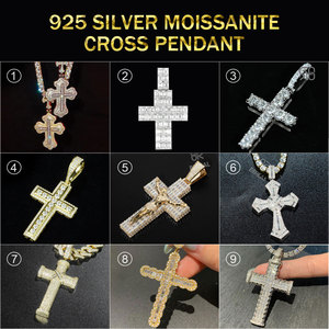 จี้รูปกางเขน 3 มิติ GRA Certified Vvs Moissanite สำหรับผู้ชาย สไตล์ฮิปฮอปหรูหรา ประดับเพชรทรงกลมแบบ Iced Out พร้อมจี้ตัวอักษร  งานจิวเวลรี่ชั้นดี - Product Image 3