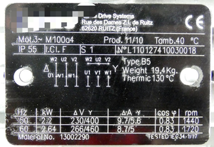 มอเตอร์ Plc M100A4 M100a4 22kW 97A 1440rpm ตัวควบคุม Plc M100A4 M100a4 มอเตอร์ 22kW 97A 1440rpm สำหรับอุตสาหกรรม - Product Image 4