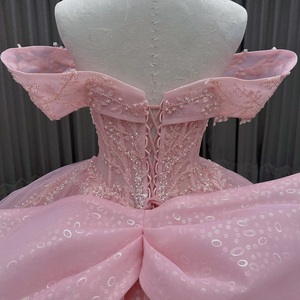 Vestido <span class=keywords><strong>de</strong></span> Quinceañera <span class=keywords><strong>Rosa</strong></span> Claro con Flores <span class=keywords><strong>de</strong></span> Encaje y Lazo, Vestido <span class=keywords><strong>de</strong></span> <span class=keywords><strong>Fiesta</strong></span> <span class=keywords><strong>de</strong></span> 15 Años, Vestido <span class=keywords><strong>de</strong></span> Gala, Talla Personalizada - Product Image 5
