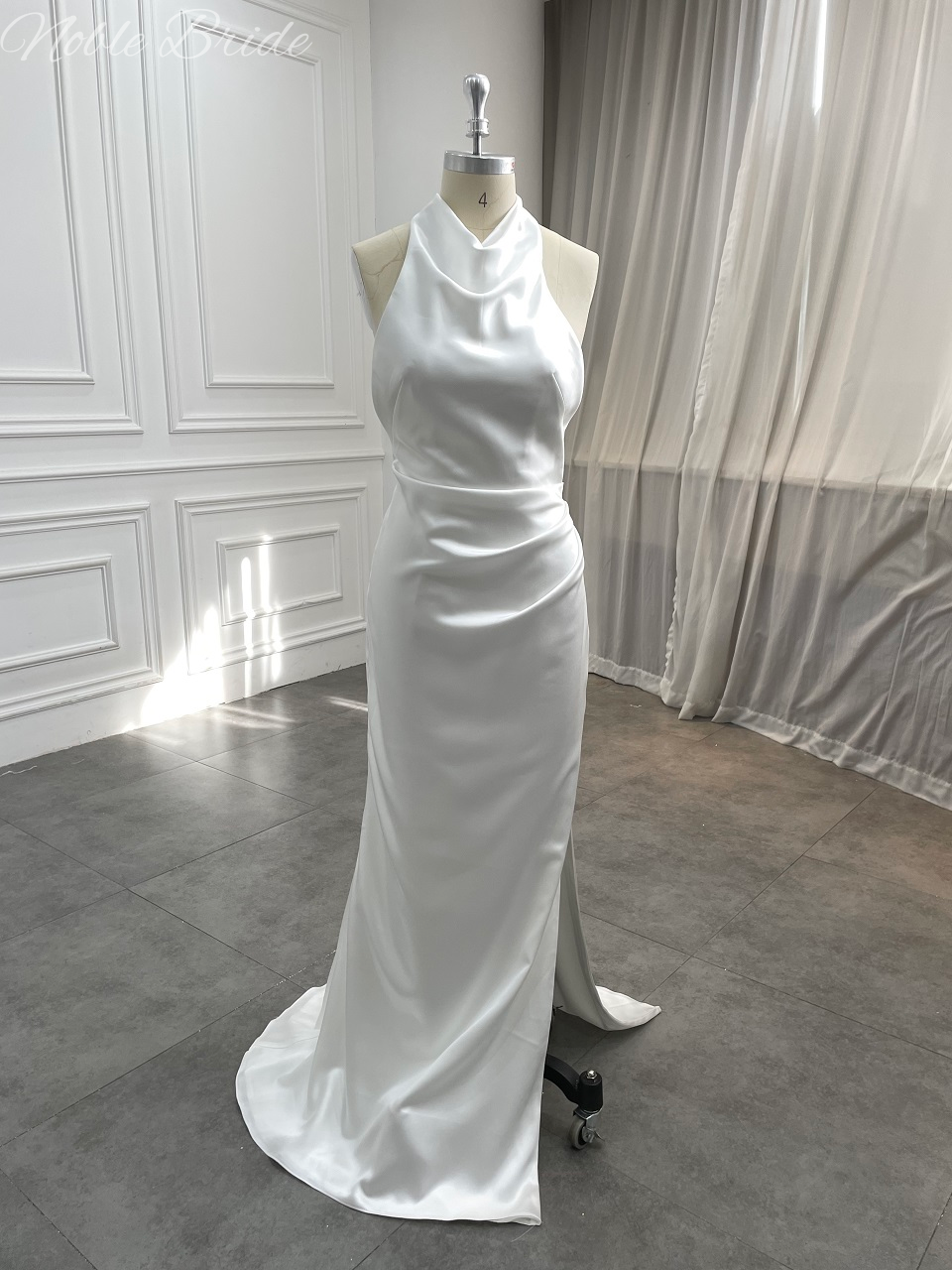 white satin halter neck dress Hallie Satin Halter Neck Mini Dress Small main image 1