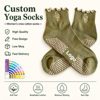 Chaussettes de yoga antidérapantes personnalisables de haute qualité avec logo, respirantes, durables, en coton, unisexes, mi-mollet, pour le printemps, pour femmes, pour le Pilates