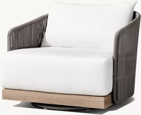 Fauteuil d'extérieur en rotin en teck massif avec tissage Ensemble de canapés d'extérieur modulables Ensemble d'extérieur en teck massif