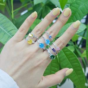 خاتم من الفضة الإسترلينية عيار 925 مع زركونيا على شكل الألعاب النارية، متوفر بالجملة وقابل للتخصيص بأحجار كريمة ملونة للنساء للحفلات والارتداء اليومي - Product Image 3