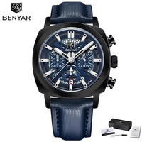 Montre-bracelet à quartz pour homme Benyar BY-5205, mode et luxe, étanche, bracelet en cuir, montres pour hommes, Reloj avec coffret cadeau