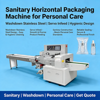 Machine d'emballage horizontale sanitaire avec conception en acier inoxydable lavable et alimentation servo pour produits de soins personnels