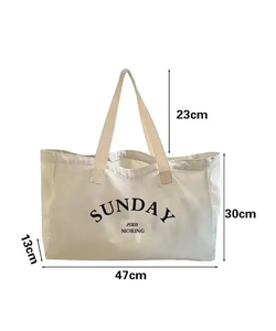 Sac à provisions en toile de coton aéré réutilisable pour les courses quotidiennes à proximité des magasins et des promenades décontractées après le travail - Product Image 6