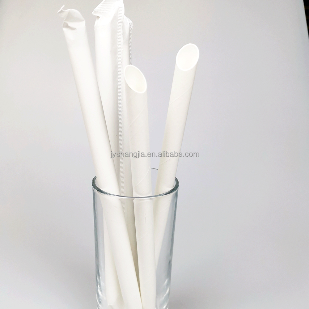 Factory Supplier 10mm 12mm White Eco Friendly Bubble Boba Tea Recyclable Straw Biodegradable Paper Straws Individually Wrapped