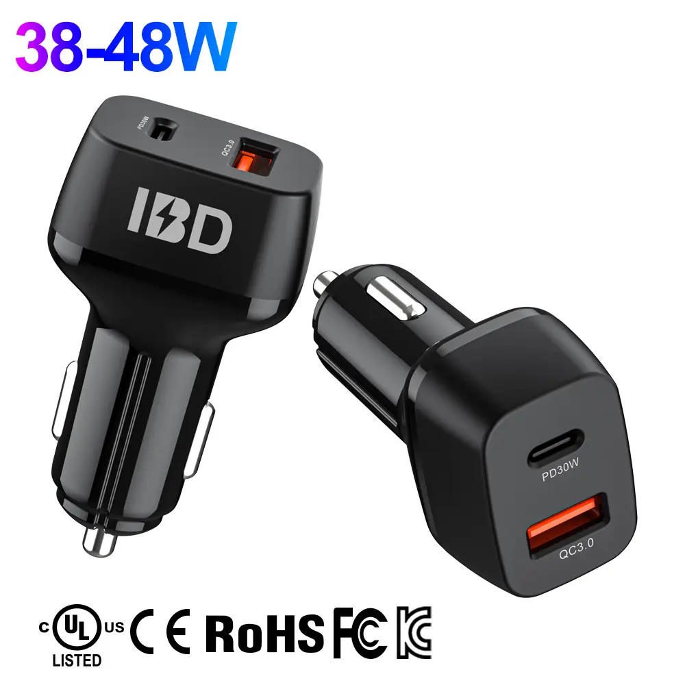 OEM Phone 12V 24V Dual Qc3.0 Pd 36 W 20W 48W 35W Car Charger 2 Ports Usb Type C PPS 65W Adapter Socket 48w For Samsung iPhone