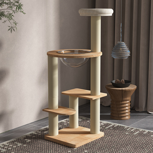 Moderner Massivholz-Katzenkratzbaum für Luxusvillen mit 4 Ebenen & Mehr, Langlebig & Umweltfreundlich, Kartonverpackt - Product Image 4