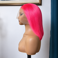 Perruque Bob Courte Droite Ombrée P4/27 avec Mèches, Cheveux Humains Bruns et Blonds, Lace Frontale Pré-Pluckée, Couleur Piano, Vente Directe Usine