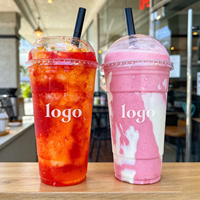 Gobelets à dessert jetables personnalisés avec logo imprimé, diamètre 95 mm, avec couvercles, pour Boba, yaourt et crème glacée (vente en gros)