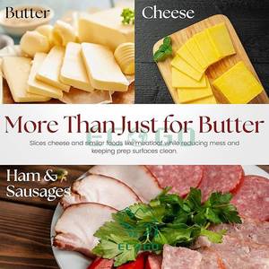 Trancheuse à beurre et fromage avec plateau de rangement en bois de caoutchouc Coupe-fromage à beurre à main polyvalent et autres aliments mous - Product Image 4
