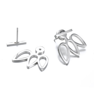 Boucles d'oreilles clous créatives en acier inoxydable EManco, motif floral ajouré, personnalisées pour femme - Product Image 3