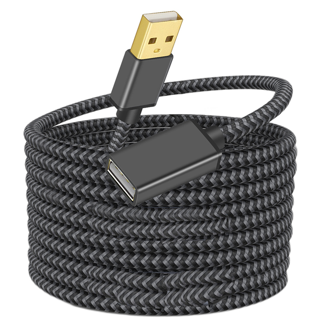 USB Extension Cable Braided, Data Transfer Stable USB 2.0 a to F Cord Gold-Plated Aluminum Alloy Shell High Speed 480 Mbps
