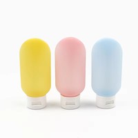 Flacon souple de voyage rechargeable en silicone de 30 ml et 60 ml avec bouchon à clapet, adapté au shampoing, au gel douche
